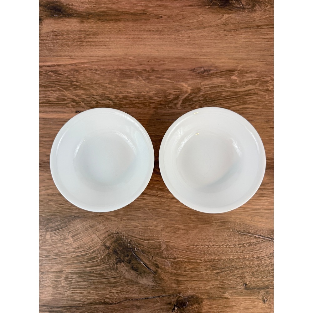 Vintage PAIR (2) White Corelle Vitrelle 5 1/4" Round Bowls Break Resistant Glass